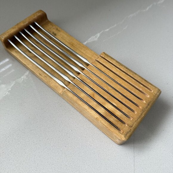 Gense Set Of 6 Facette Steak Knives And Holder Stainless Steel Sweden 8” Vintage - Picture 5 of 7